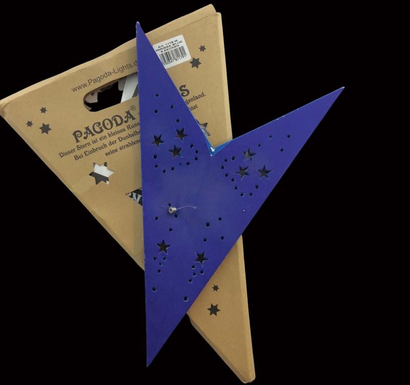Mirissa Blau - Faltbarer Leuchtstern, Weihnachtsstern aus Papier mit 9 Zacken, 60 cm